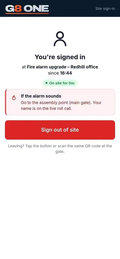 Phone screen showing you're signed in, with a large sign out button